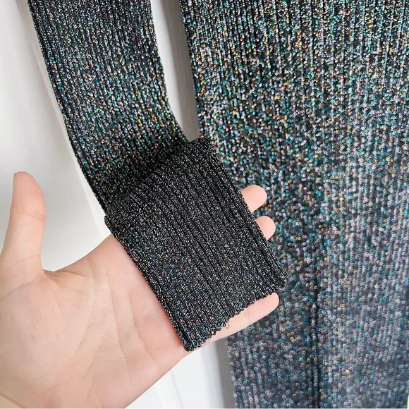 vintage • 1970s Wenjilli lurex maxi dress gown ribbed knit metallic sparkle 70s - Picture 6 of 11